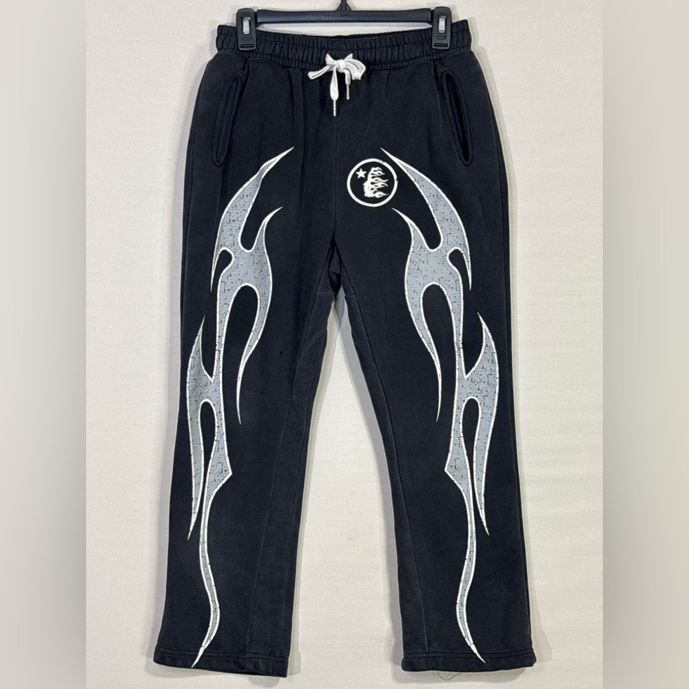 Hellstar Meiser Flame Graphic Sweatpants Black Size S Streetwear